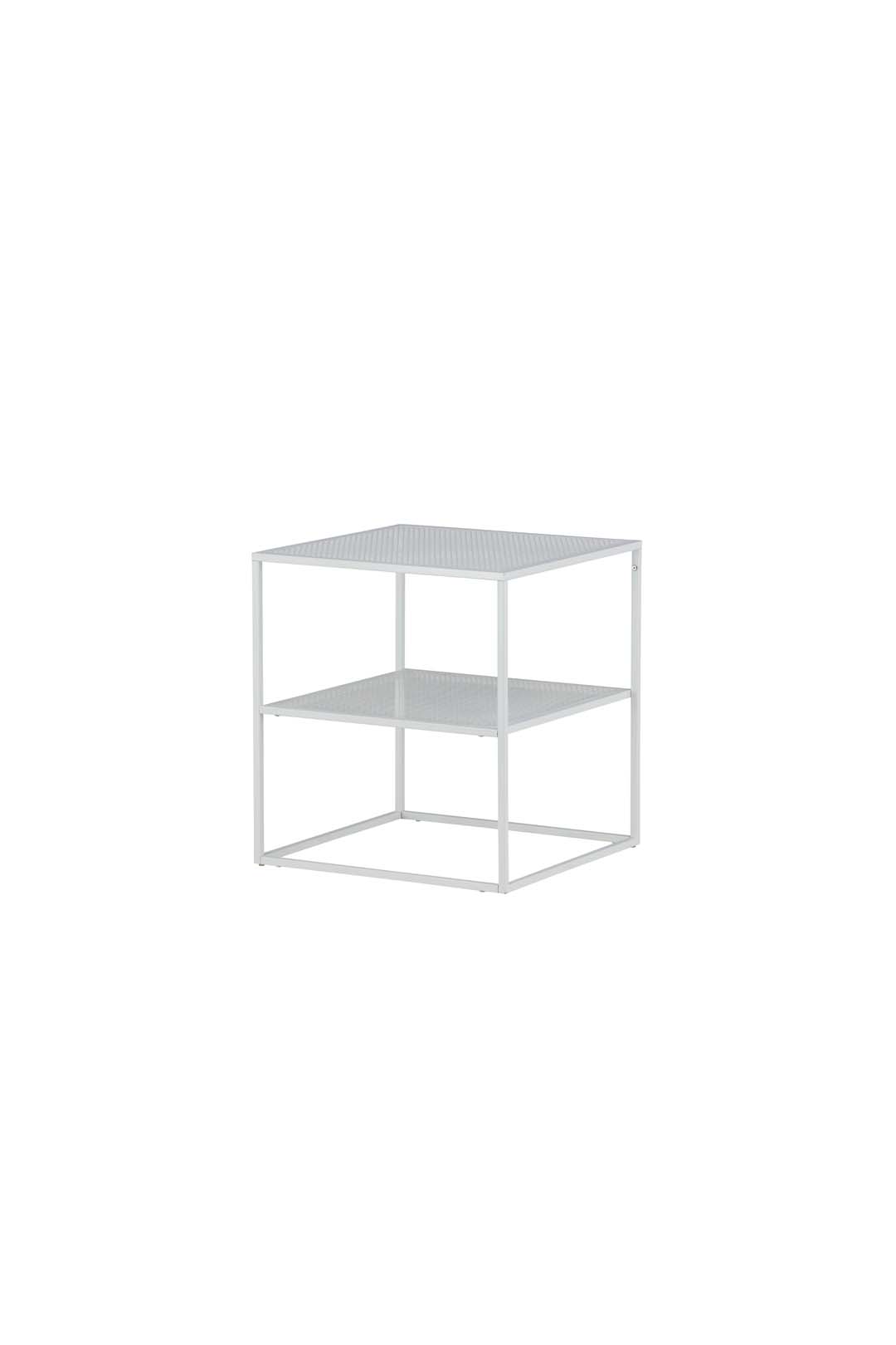 VENTURE DESIGN Netz sidebord, kvadratisk, m. 1 hylde - hvid stål (55x55)