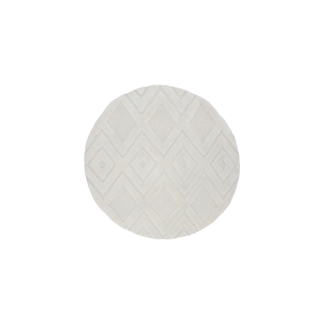 VIND COLLECTION Dahliawool gulvtæppe, rund - hvid uld (Ø200)