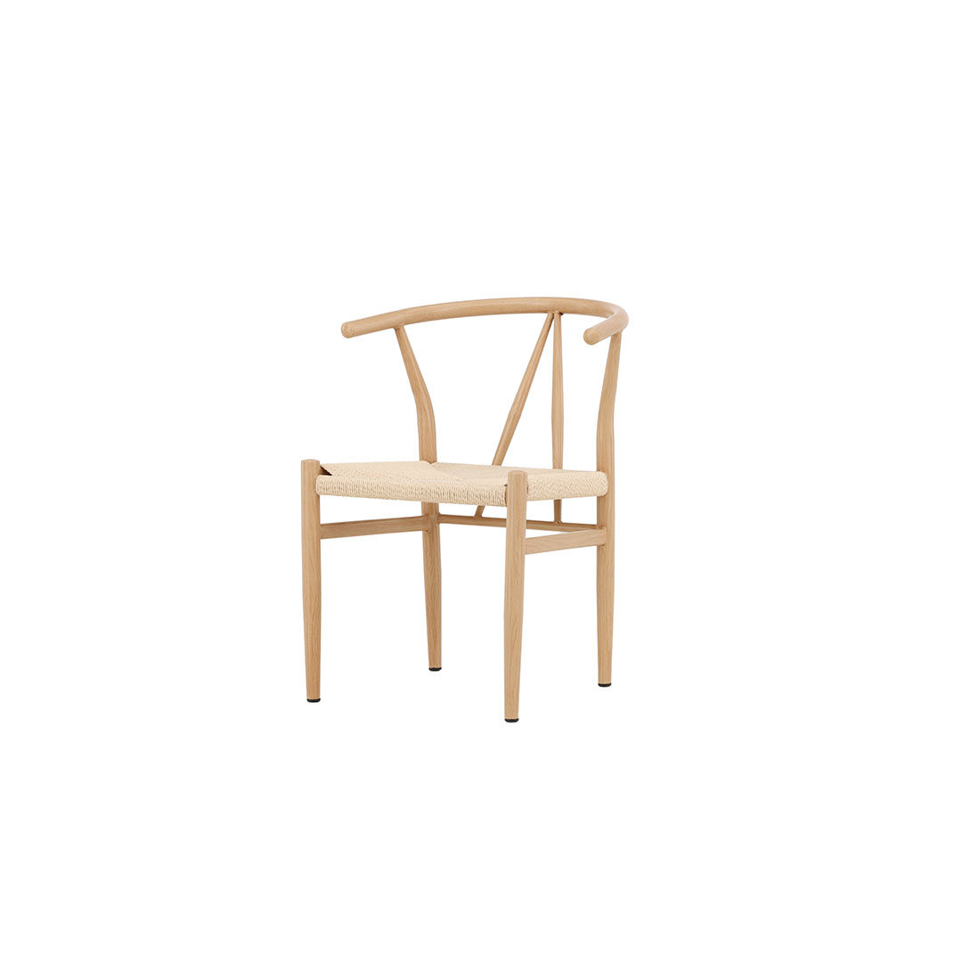 VENTURE DESIGN Alfons spisebordsstol, m. armlæn - beige rattan og natur stål