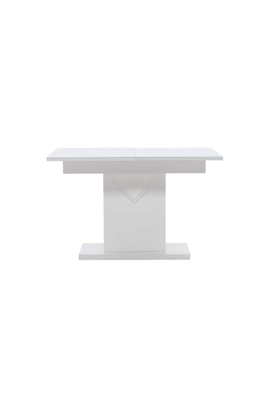 Pluto spisebord 90x120cm, glas med udtræk inkl. plader hvid