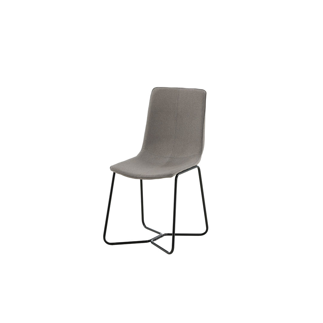 VENTURE DESIGN X-Chair spisebordsstol - grå polyester og sort metal