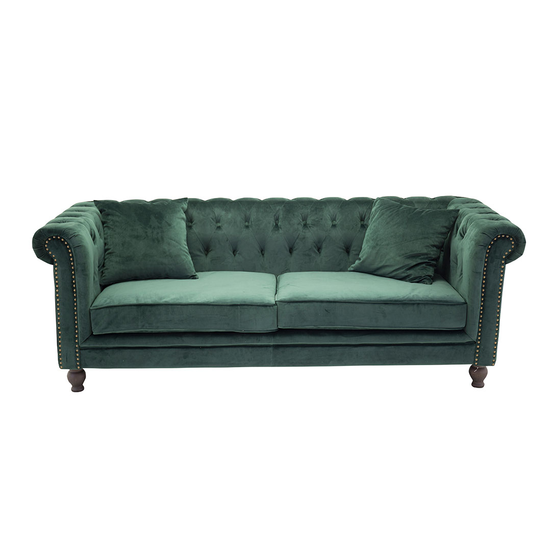 VENTURE DESIGN Velvet 3 pers. sofa - grøn velour og træ