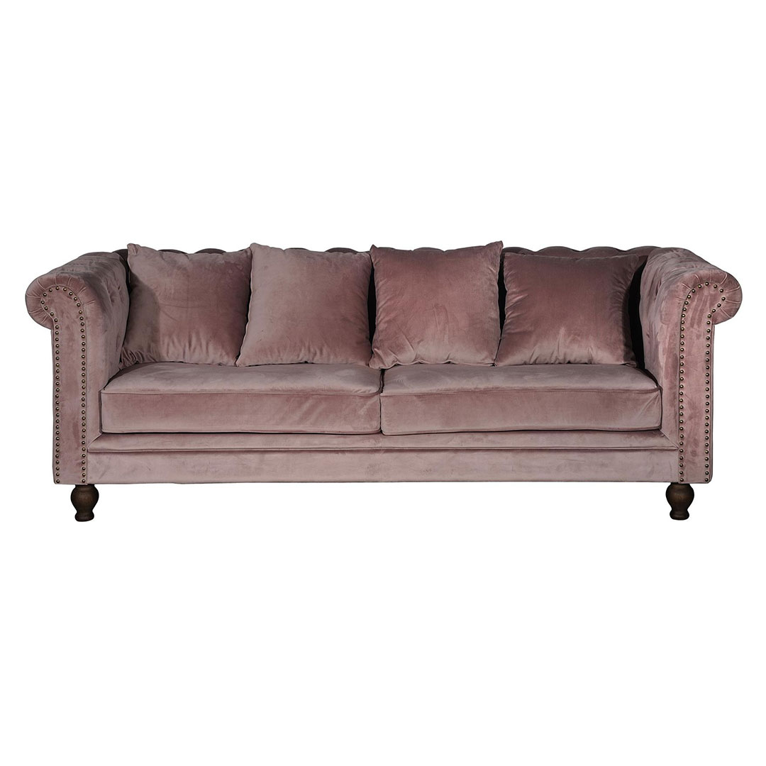 VENTURE DESIGN Velvet 3 pers. sofa - rosa velour og træ
