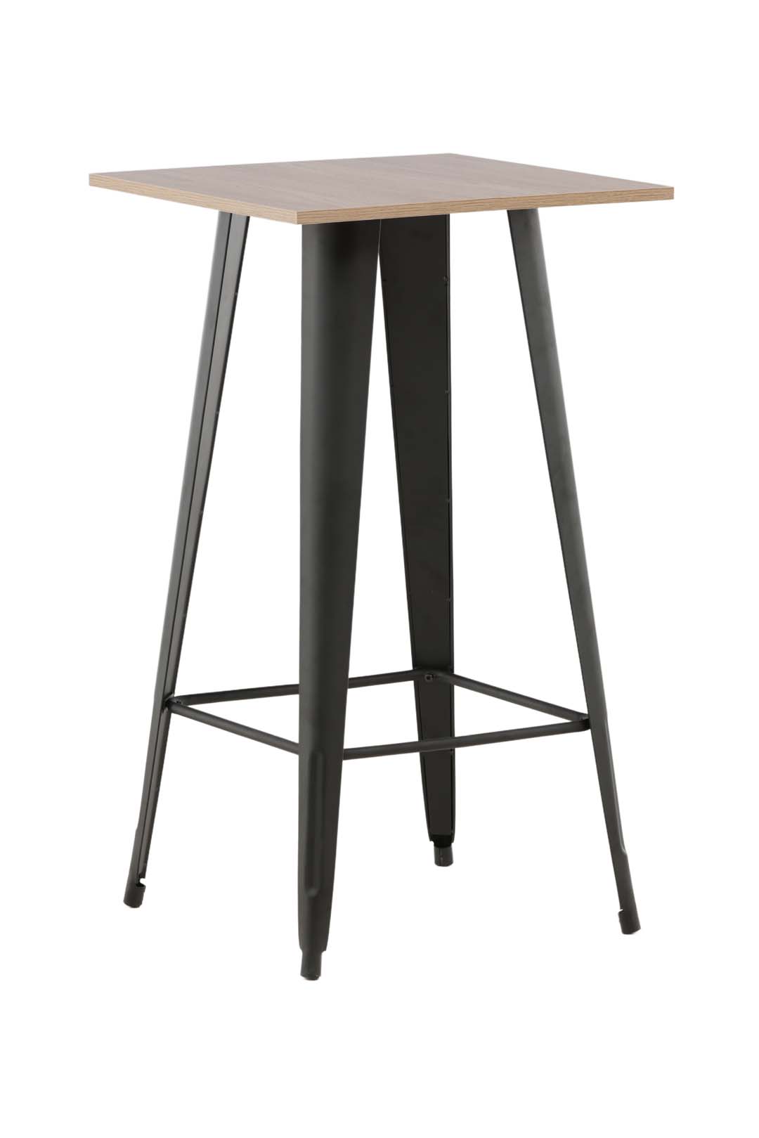 VENTURE DESIGN Tempe barbord, m. fodstøtte, kvadratisk - valnød MDF og sort stål (60x60)