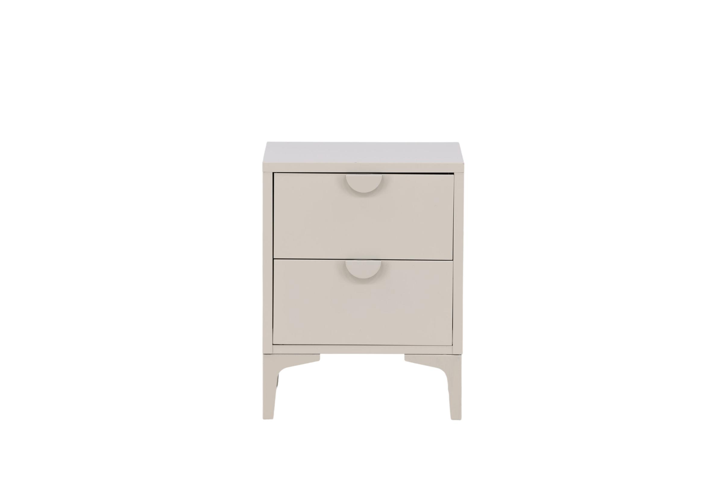Piring natbord 2 skuffer stål beige
