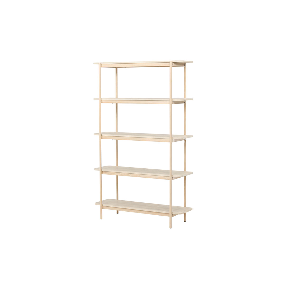 VIND COLLECTION Heim reol, 190 cm, m. 5 hylder - hvidvasket MDF og stål