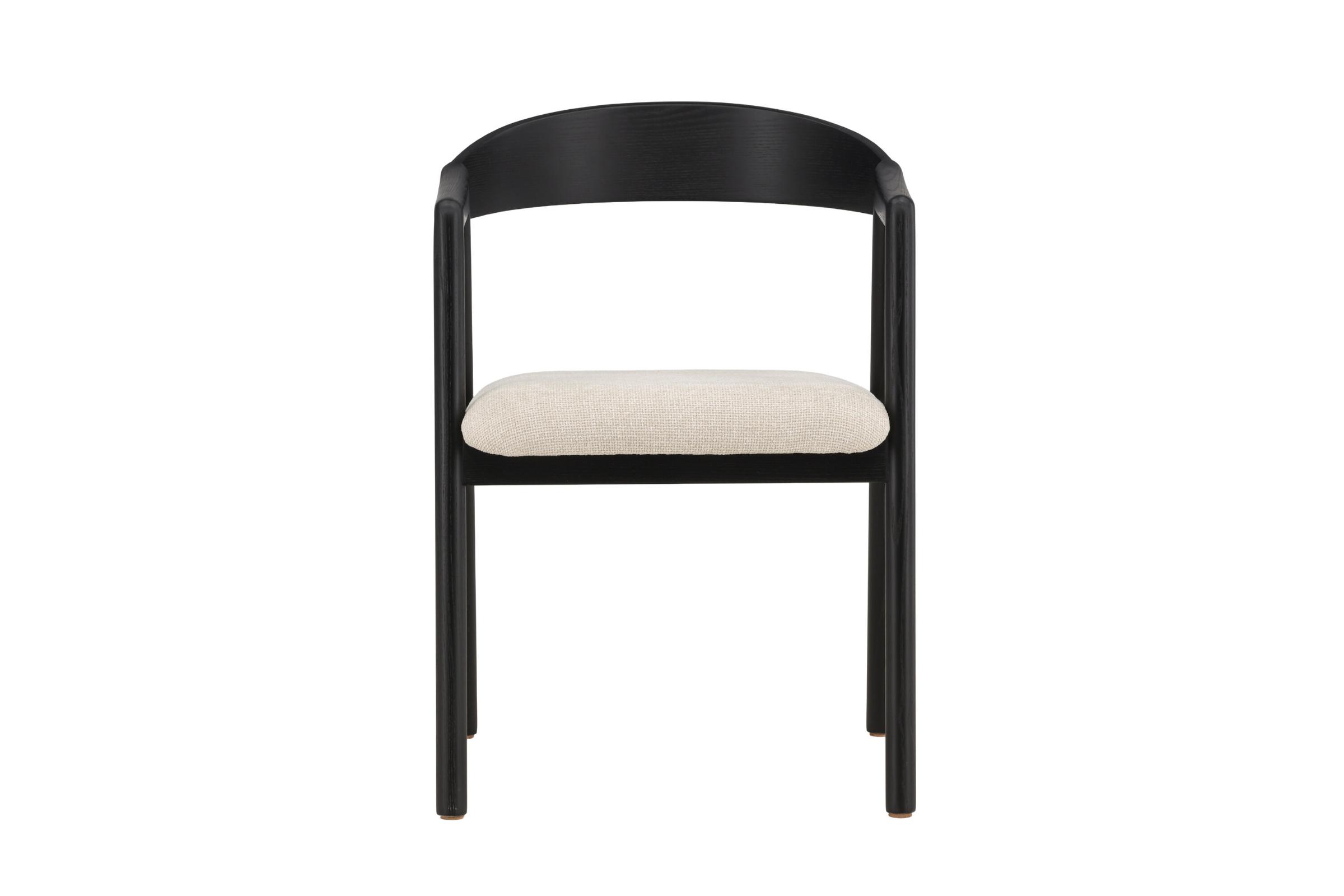 VENTURE DESIGN Långön spisebordsstol, m. armlæn - beige polyester og sort asketræ