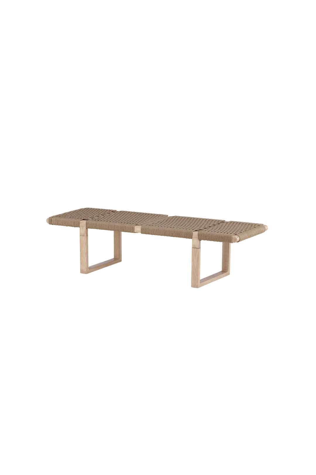 VIND COLLECTION Ängön bænk, rektangulær - beige reb og natur stål (140x46)