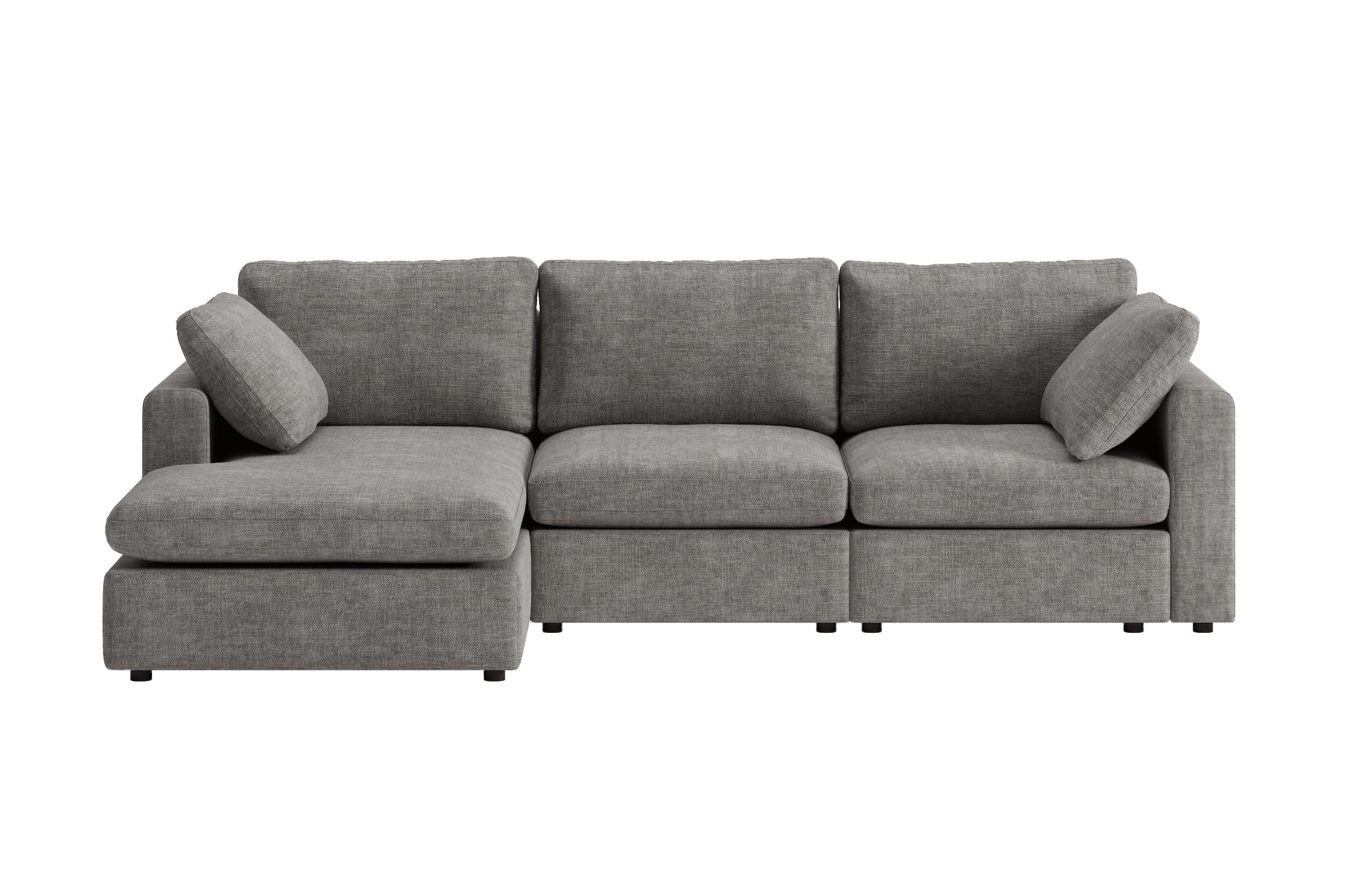 Lux Chaiselong sofa højre eller venstrevendt inkl. 2 puder grå