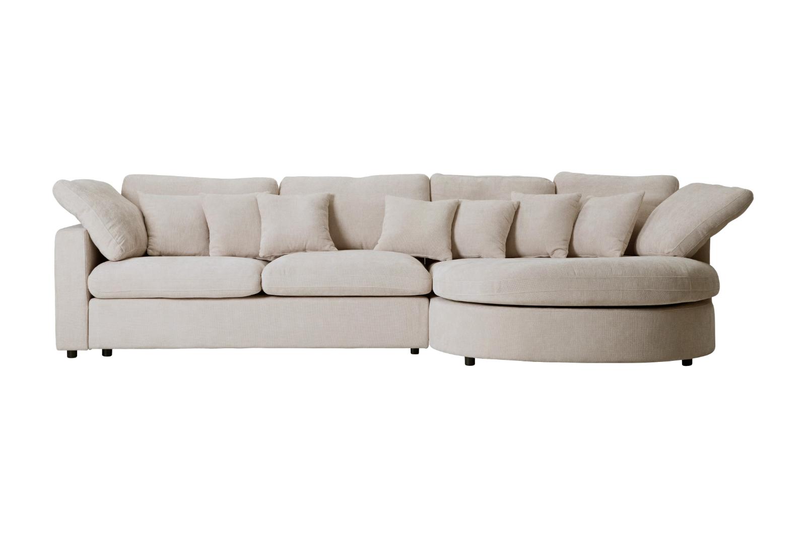 Mandal Chaiselong sofa højrevendt inkl. 7 puder boucle beige