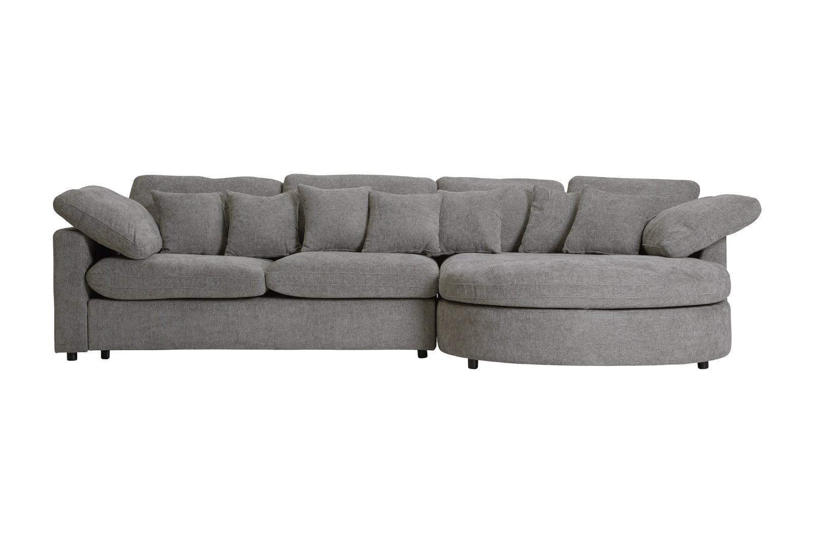 Mandal Chaiselong sofa højrevendt inkl. 7 puder boucle grå