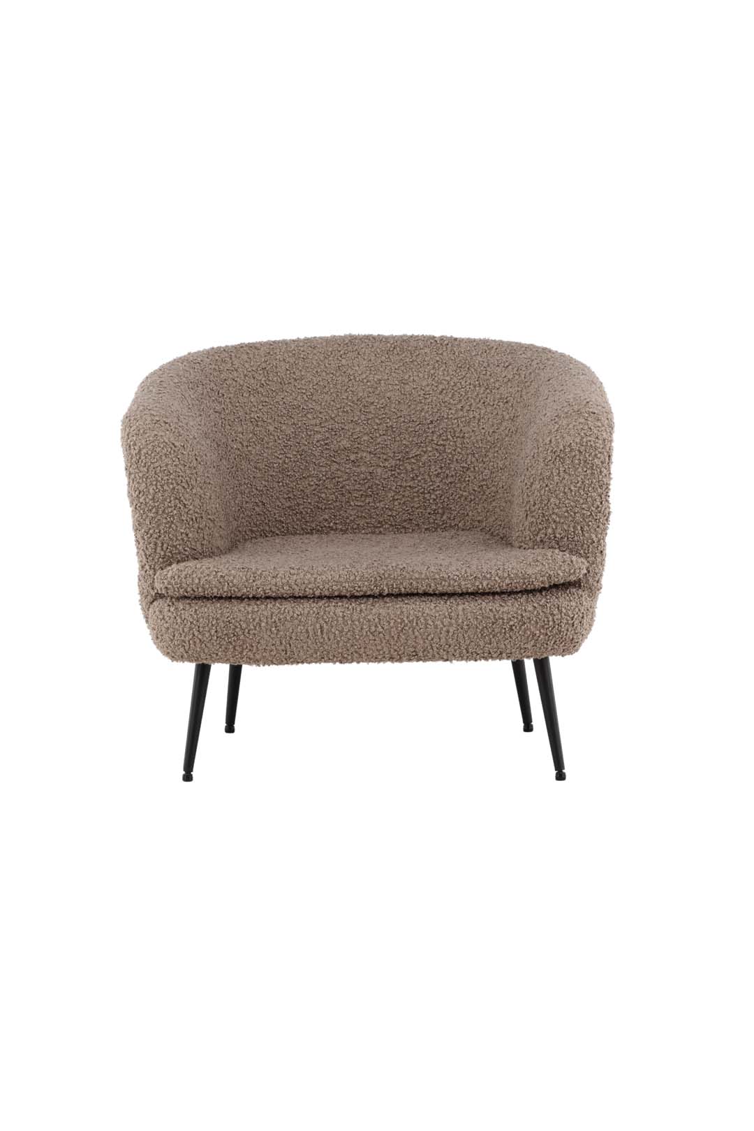 VIND COLLECTION Nordkoster lænestol, m. armlæn - beige bamsestof polyester og sort stål