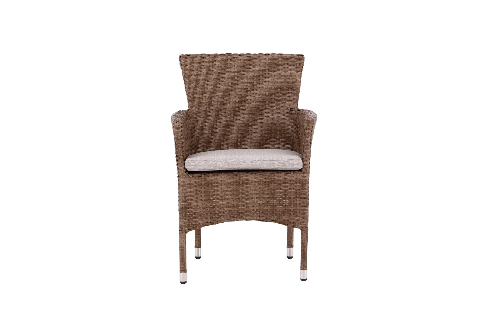 VENTURE DESIGN Malina havestol, m. armlæn og stofhynde - natur polyrattan og beige aluminium