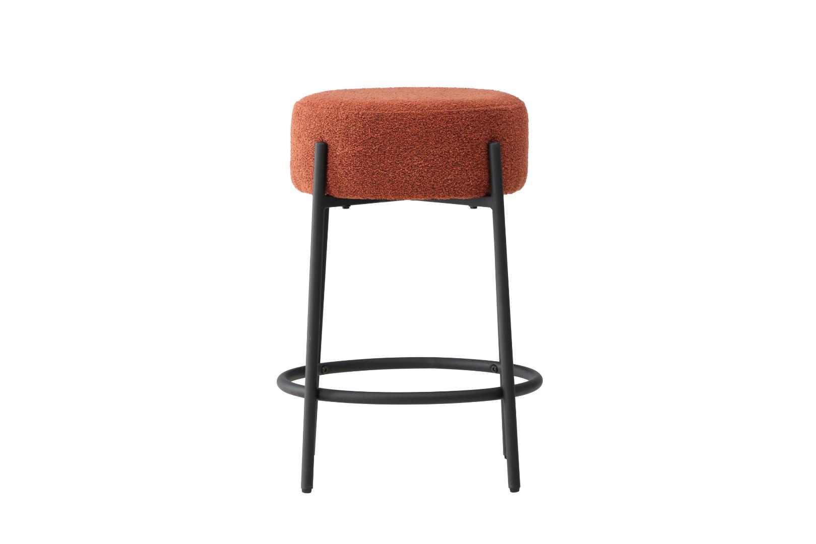 VENTURE DESIGN Tucson barstol, m. fodstøtte - roasty bouclé stof og sort stål