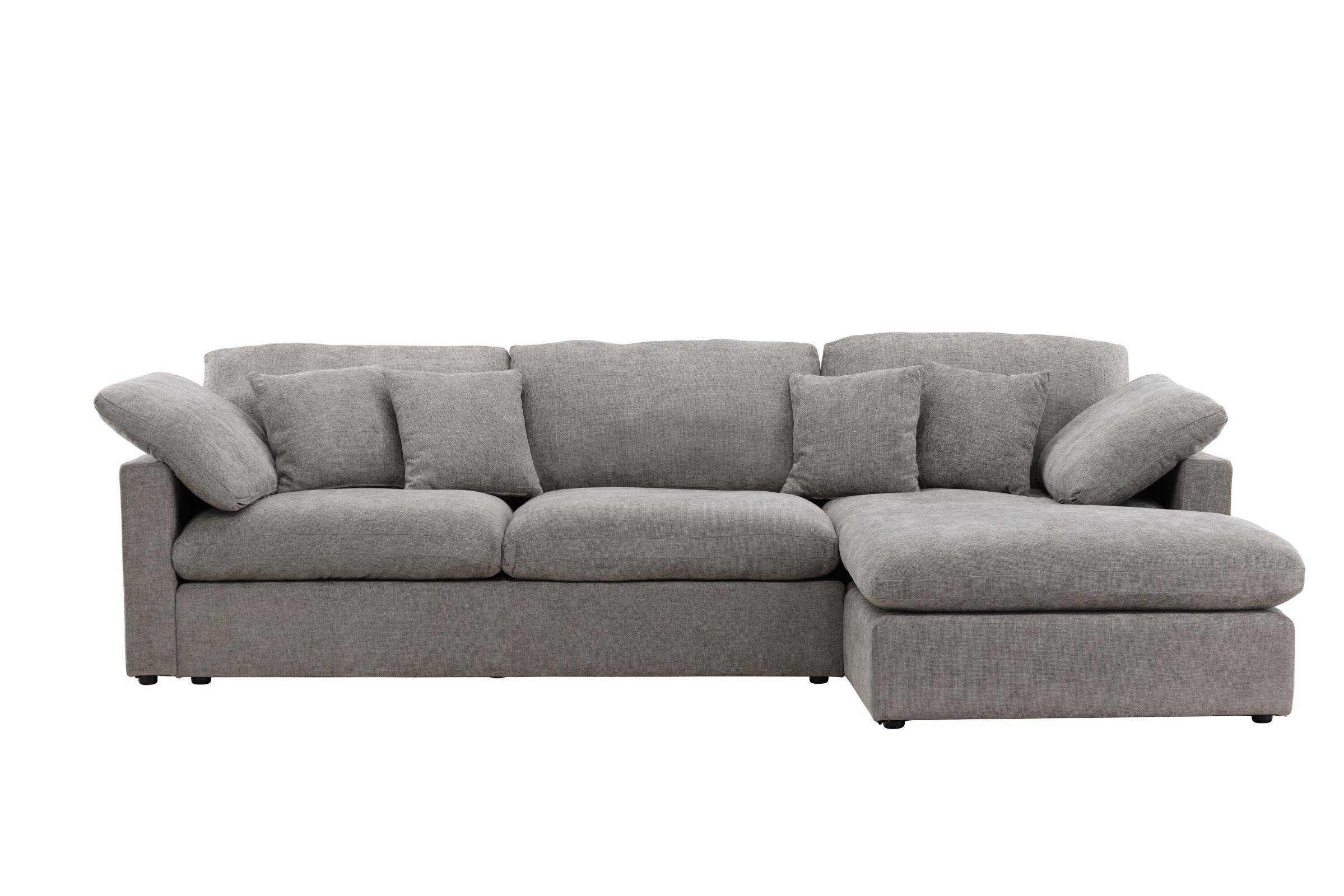 Amalfi Chaiselong sofa 6 pyntepuder venstre grå