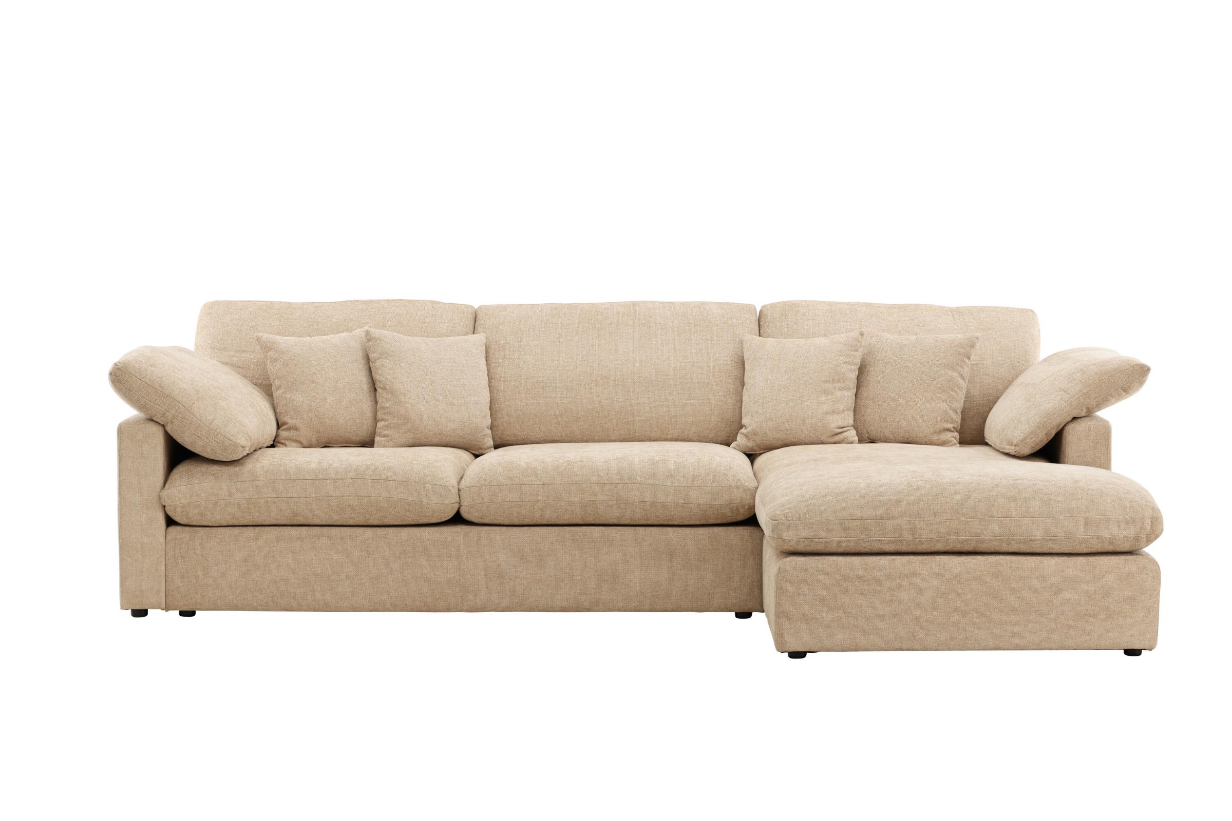 Amalfi Chaiselong sofa 6 pyntepuder venstre sandfarvet