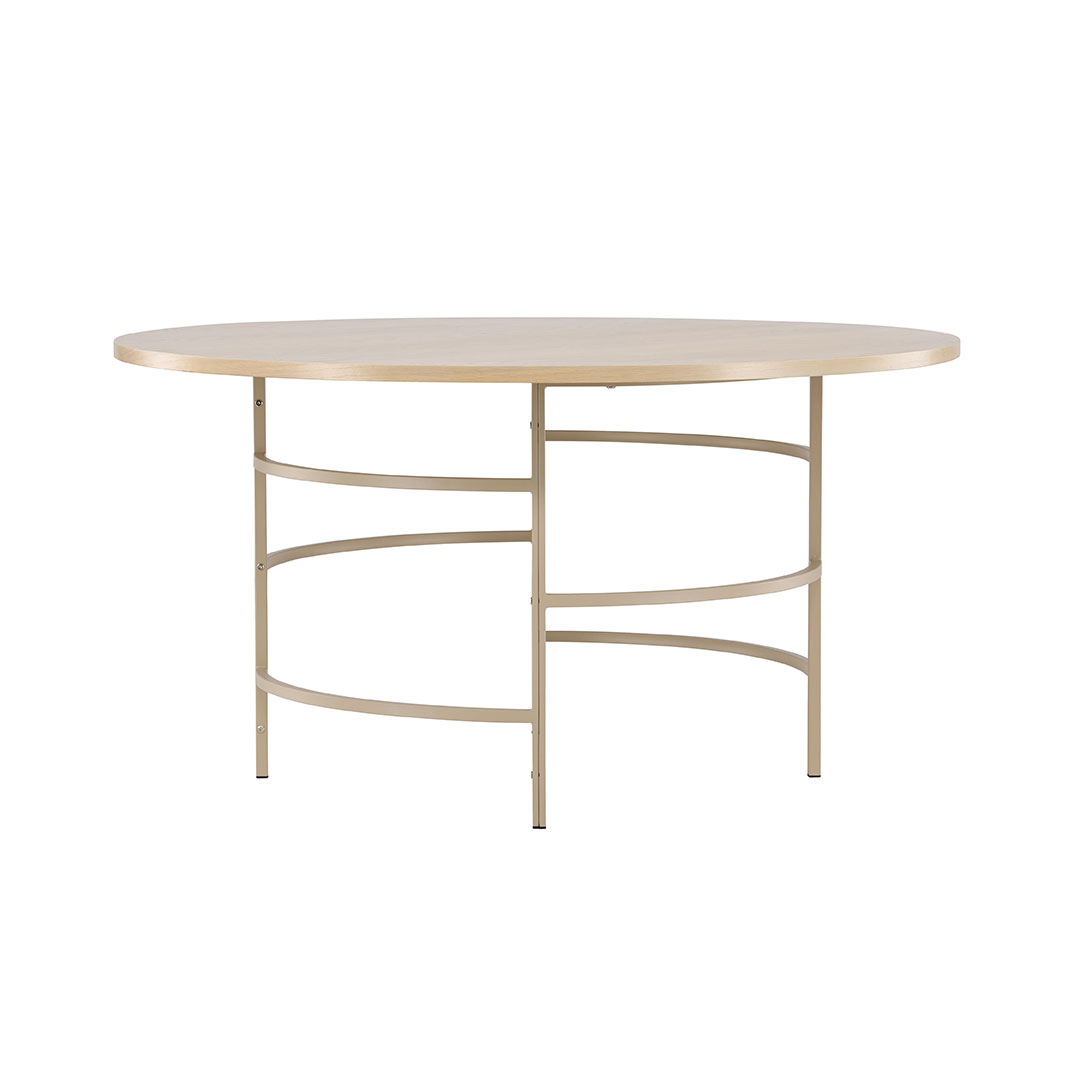 VENTURE DESIGN Copenhagen spisebord, rund - hvidvasket MDF og beige metal (Ø140)