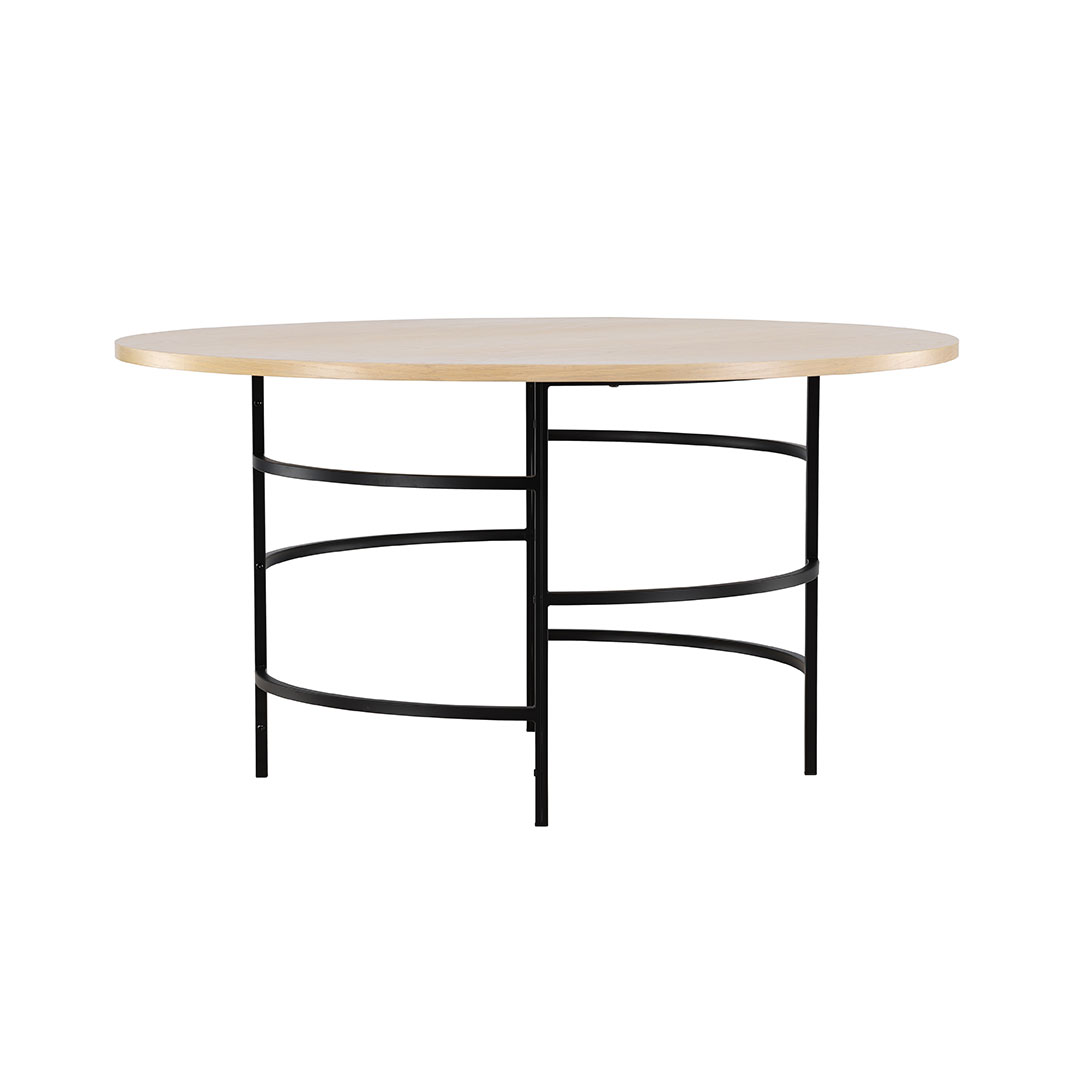 VENTURE DESIGN Copenhagen spisebord, rund - hvidvasket MDF og sort metal (Ø140)