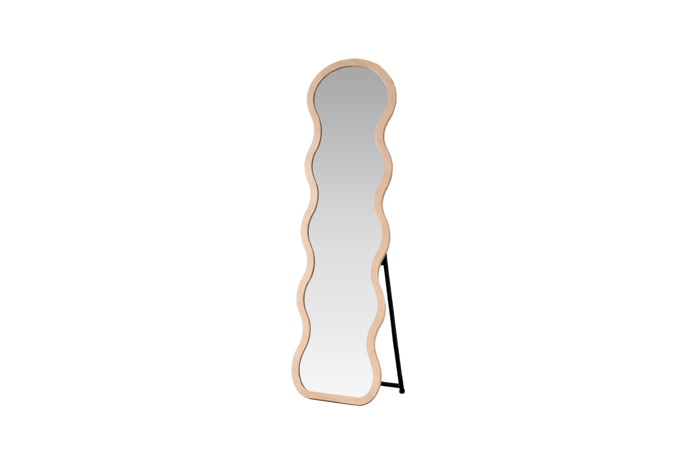 VENTURE HOME Loui gulvspejl, organisk - spejlglas og beige MDF (158x49)