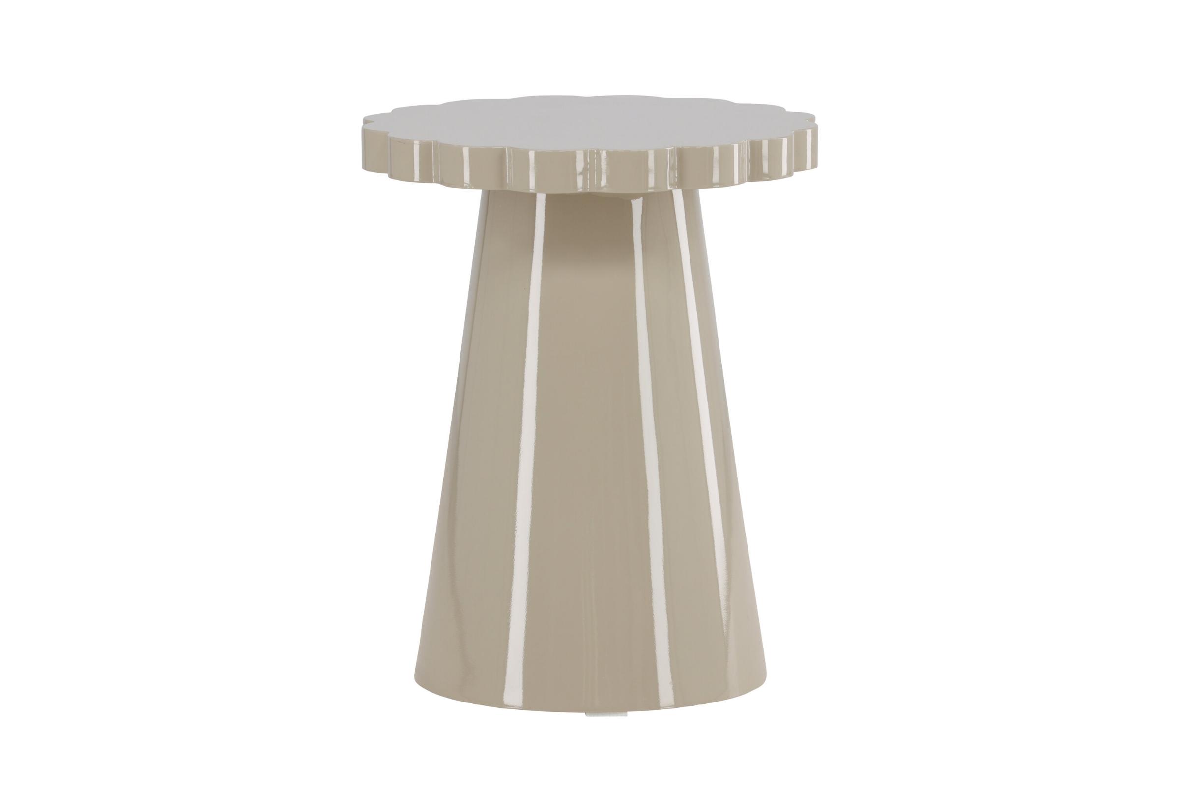 Krull sidebord, hvid, natbord Ø45cm beige
