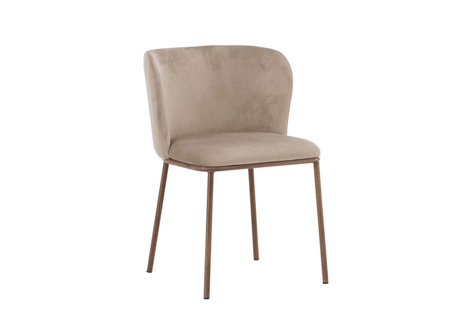 Edina spisestuestol velour beige, natur billede