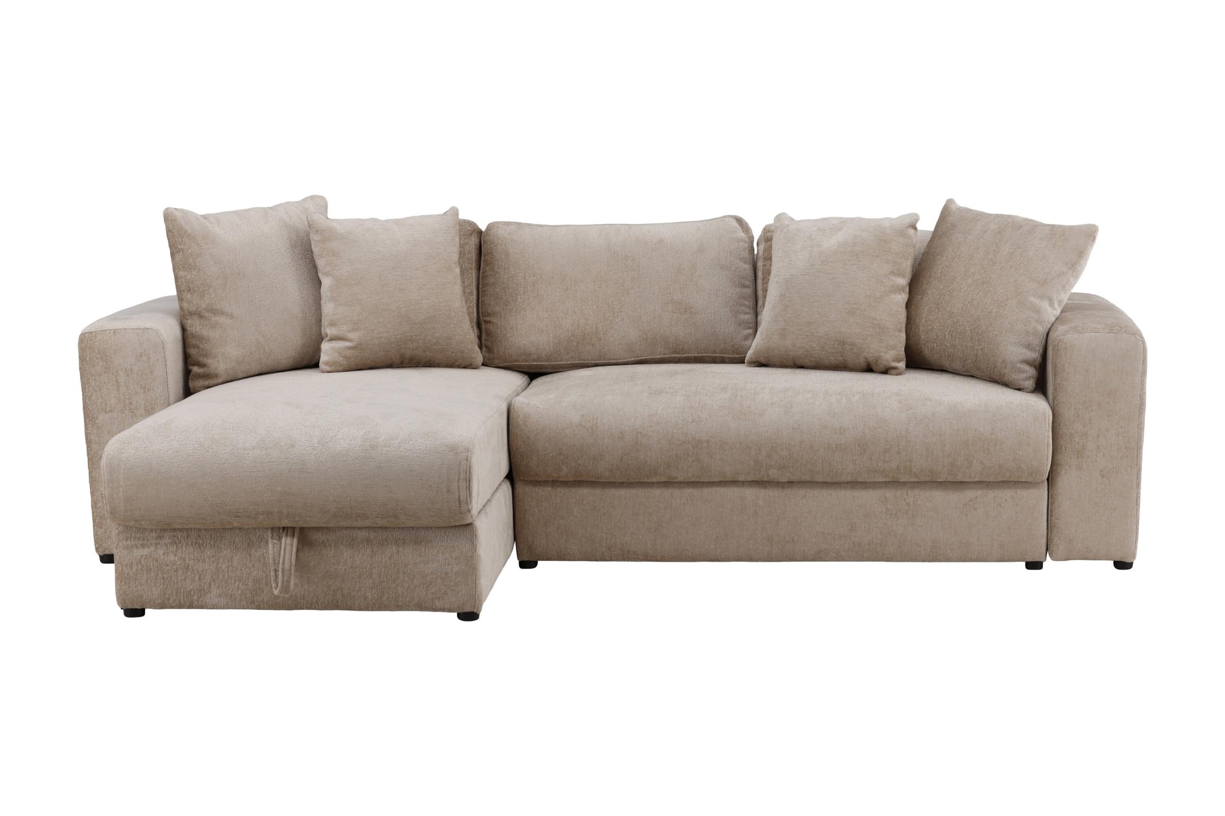 Bellman sovesofa 3 personers chaiselong velour med opbevaring beige