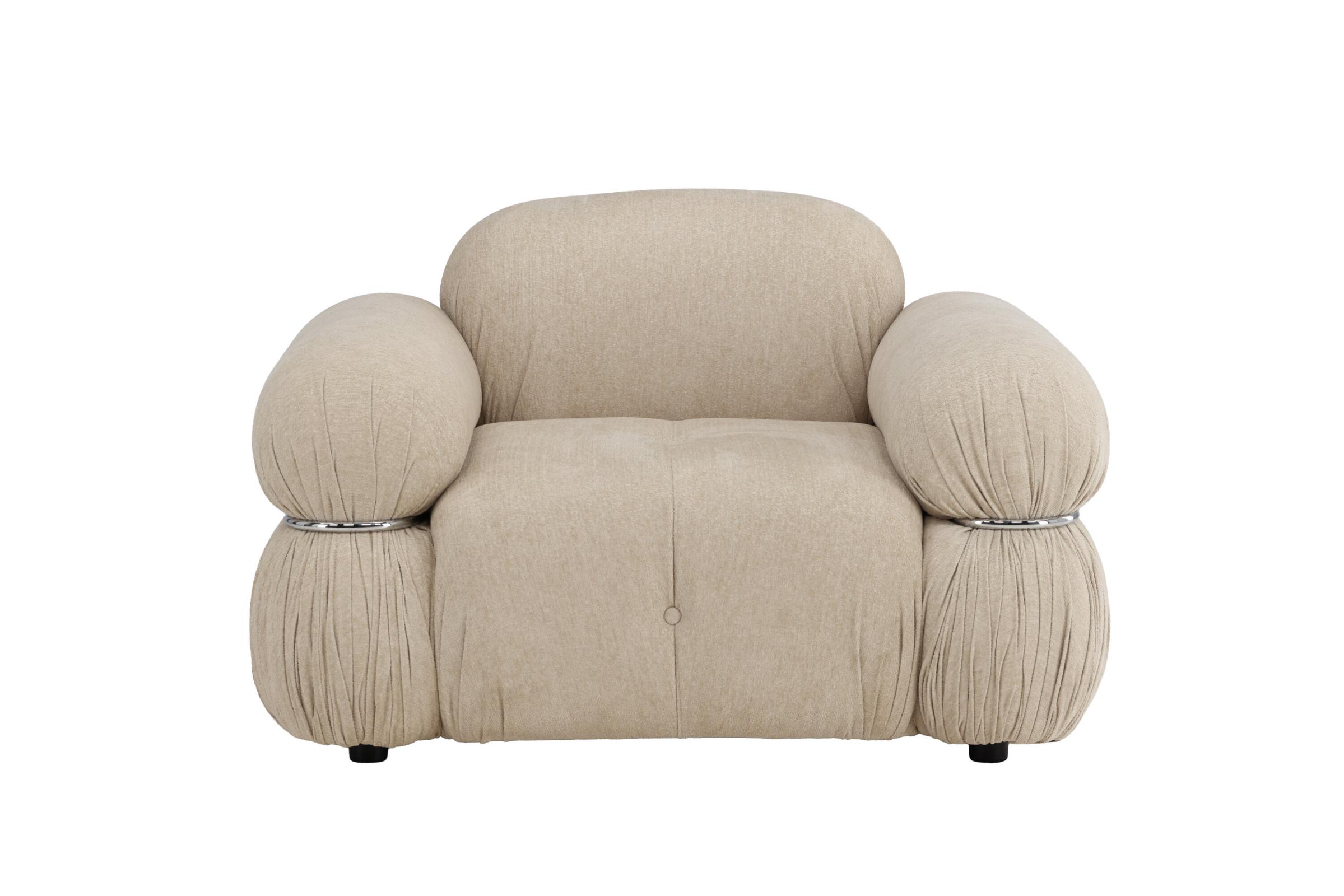 Venture Home Mika 1-Seat Sofa - Silver Frame / Beige