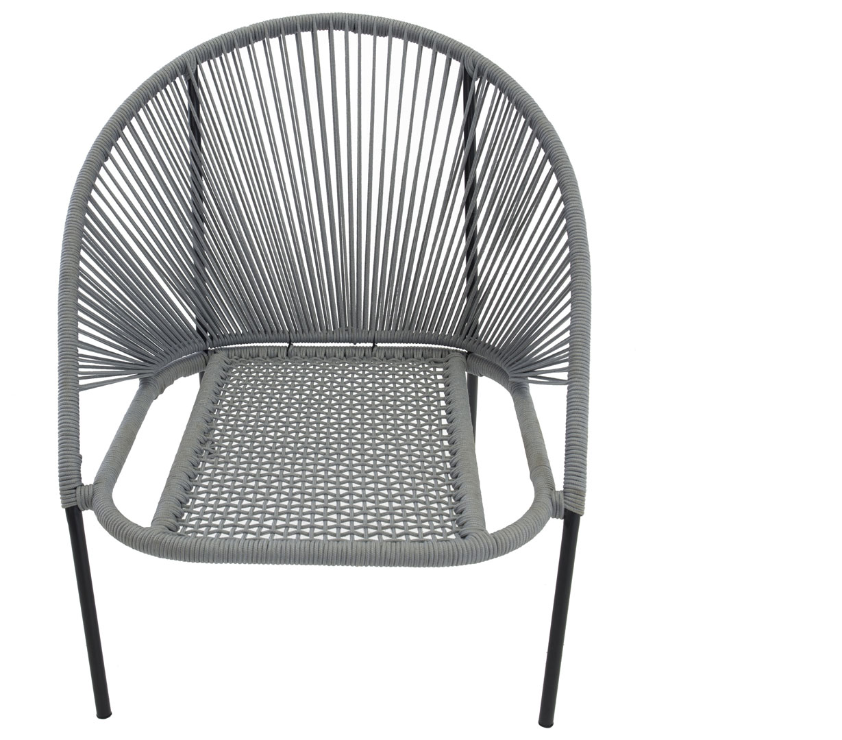 Lindos loungestol inkl. hynde, stabelbar sort,grå billede