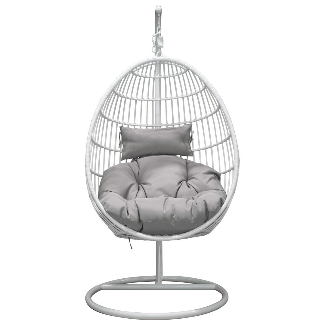VENTURE DESIGN Viga udendørs hængestol m. grå stofhynde - hvid rattan og stål