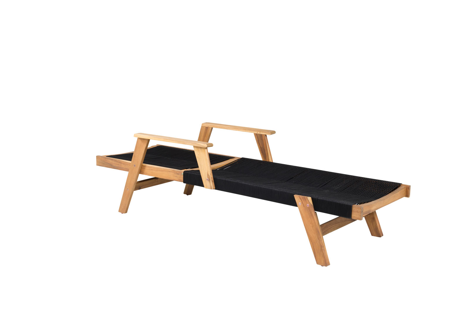 VENTURE DESIGN Little John udendørs liggestol - natur akacietræ og sort reb