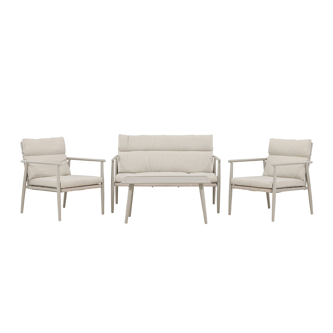Mazzaro loungesæt 1 sofa, 2 stole, 1 sofabord beige