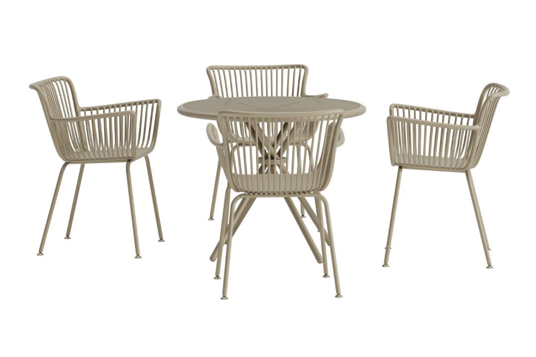 Sifnos havesæt bord 90x90cm 4 stole beige