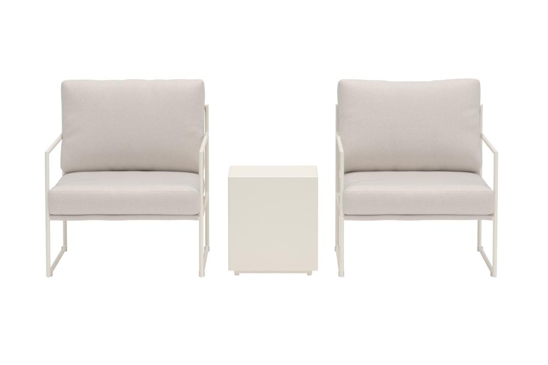 Lissabon loungesæt 1 bord, 2 loungestole beige