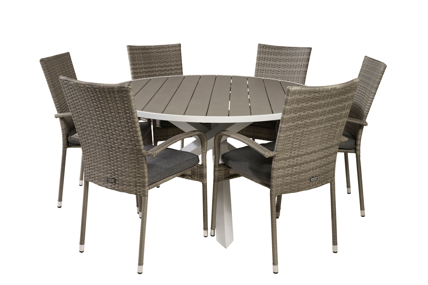 Parma havesæt bord Ø140cm og 6 stole Anna grå