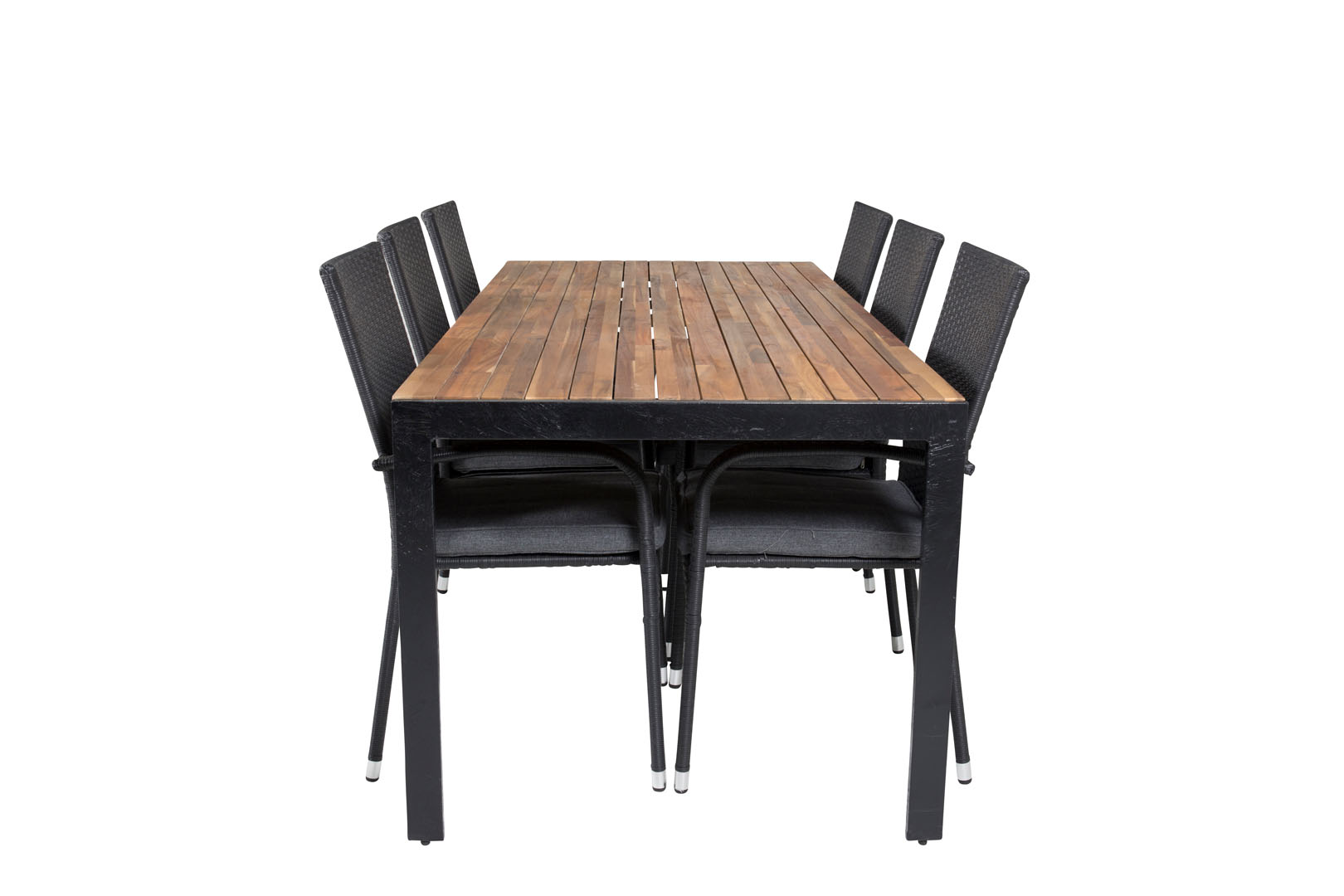 Bois havesæt bord 90x205cm og 6 stole Anna sort, natur