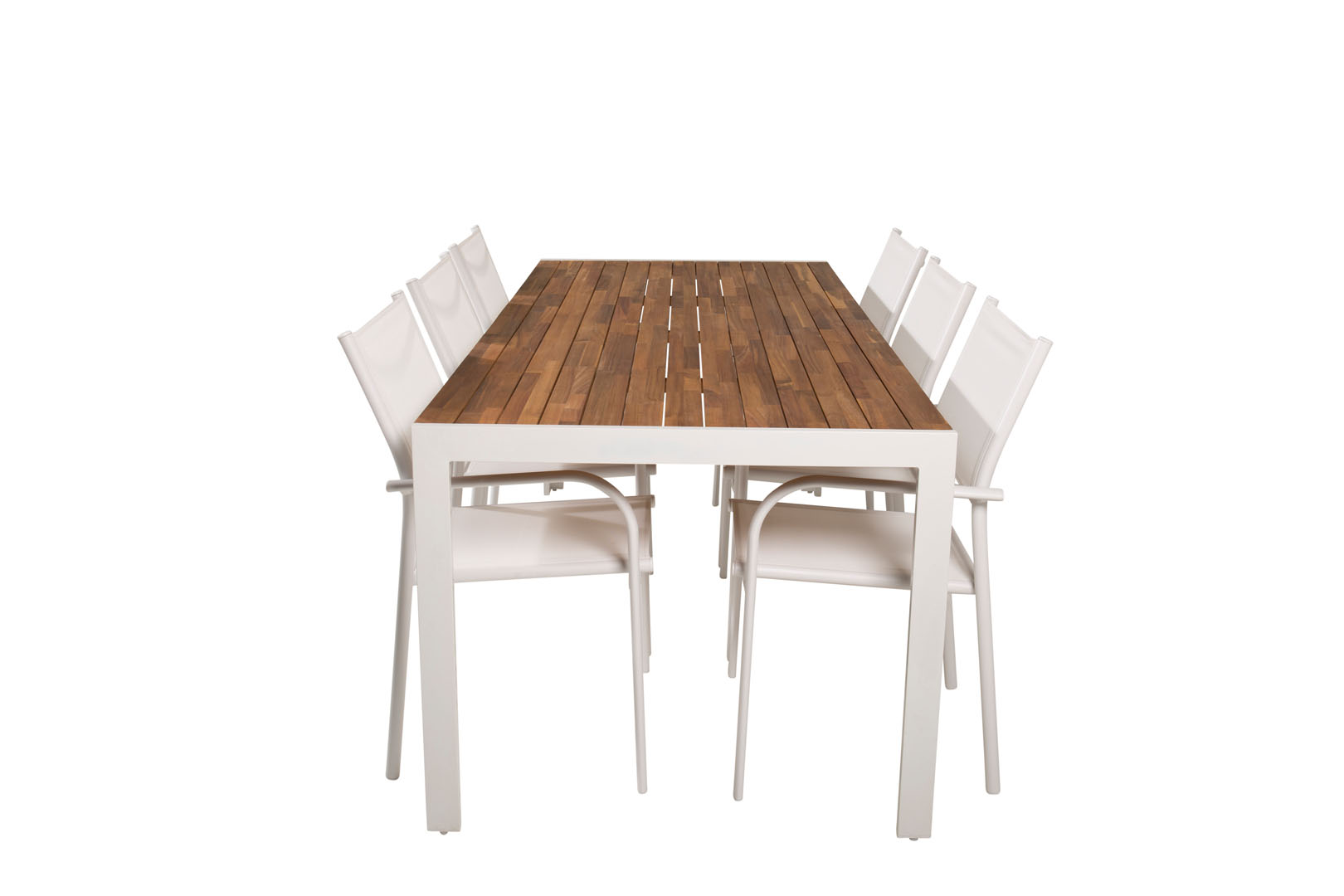 Bois havesæt bord 90x205cm og 6 stole Santorini hvid, natur