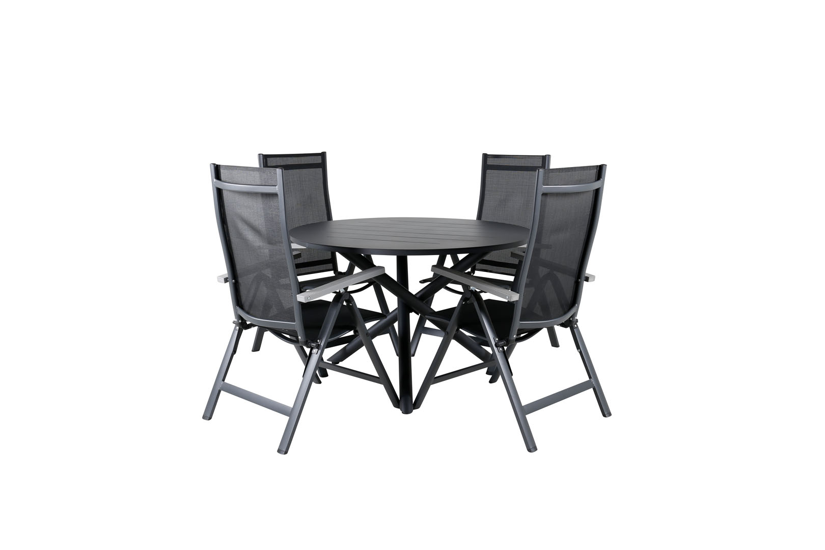 Alma havesæt bord Ø120cm og 4 stole L5pos Albany sort