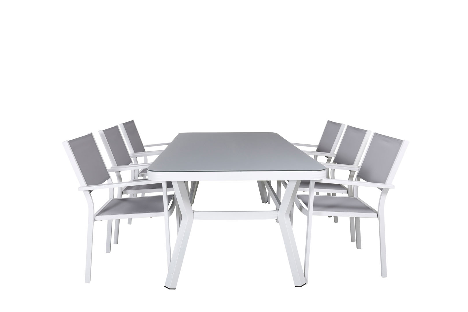 Virya havesæt bord 100x200cm og 6 stole Copacabana sort, grå, hvid