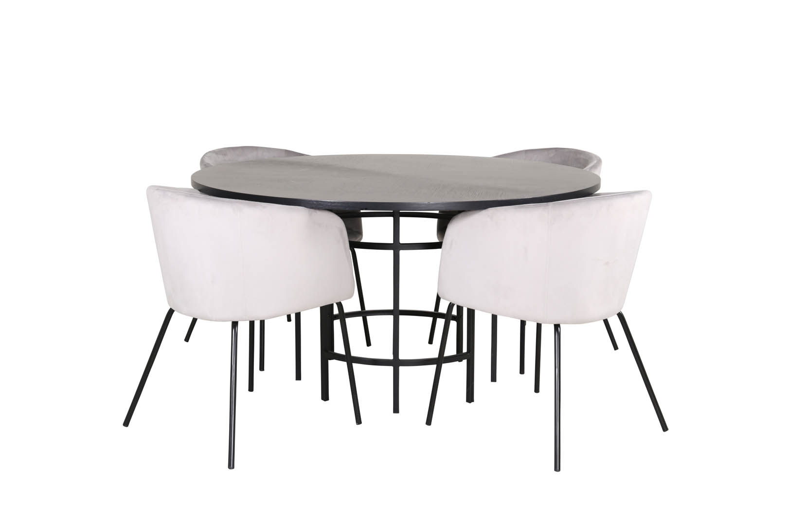 Copenhagen spisebordssæt spisebord brun og 4 Berit stole velour grå