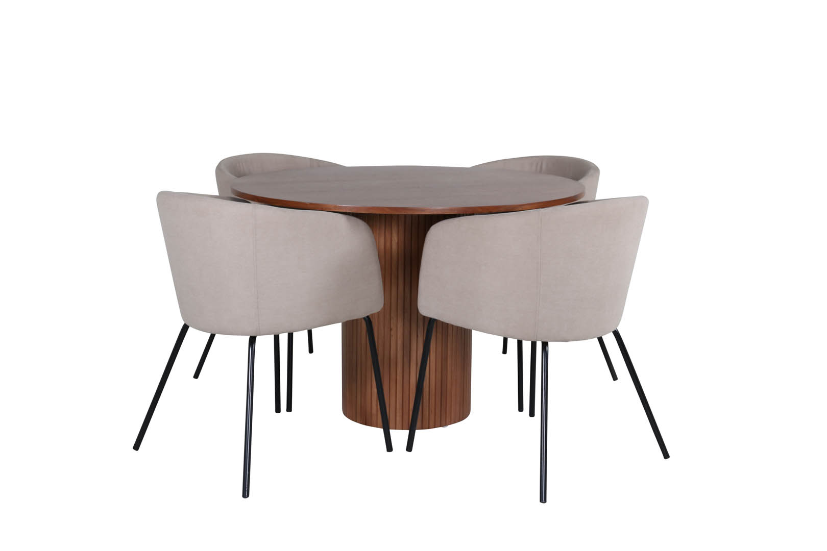 BiancaROWA spisebordssæt spisebord eg finer og 4 Berit stole beige