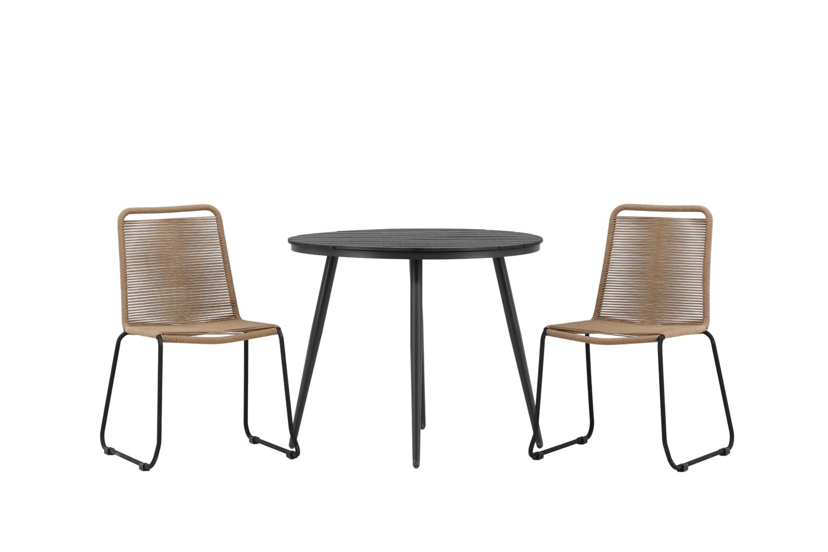 Break havesæt bord 90x90cm, 2 stole Lindos, sort,brun