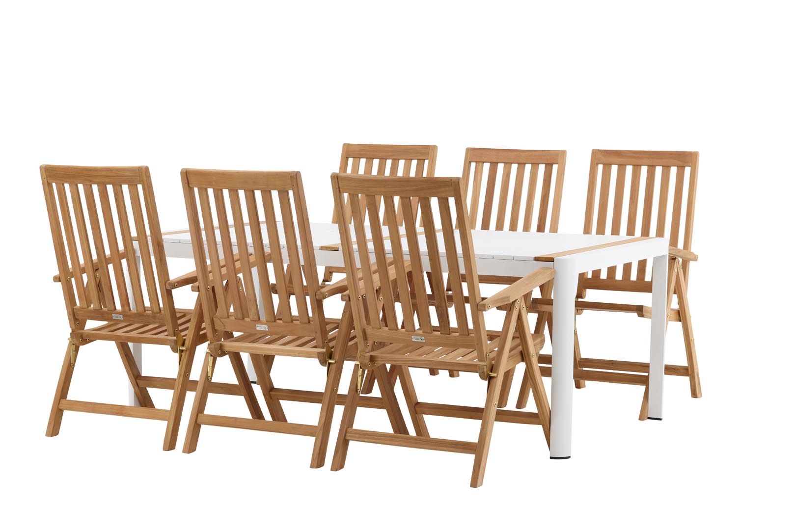 Togo havesæt bord 200x100cm, 6 stole Kenya, hvid,natur