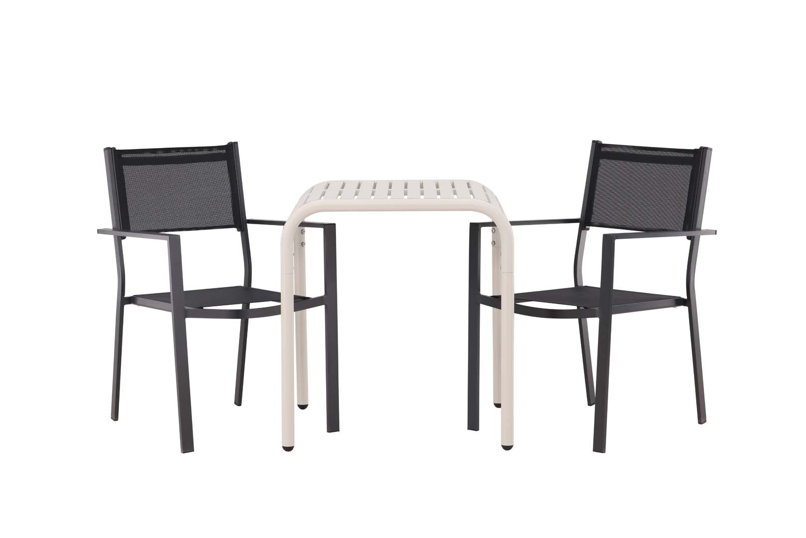 Borneo havesæt bord, 2 stolebeige,sort