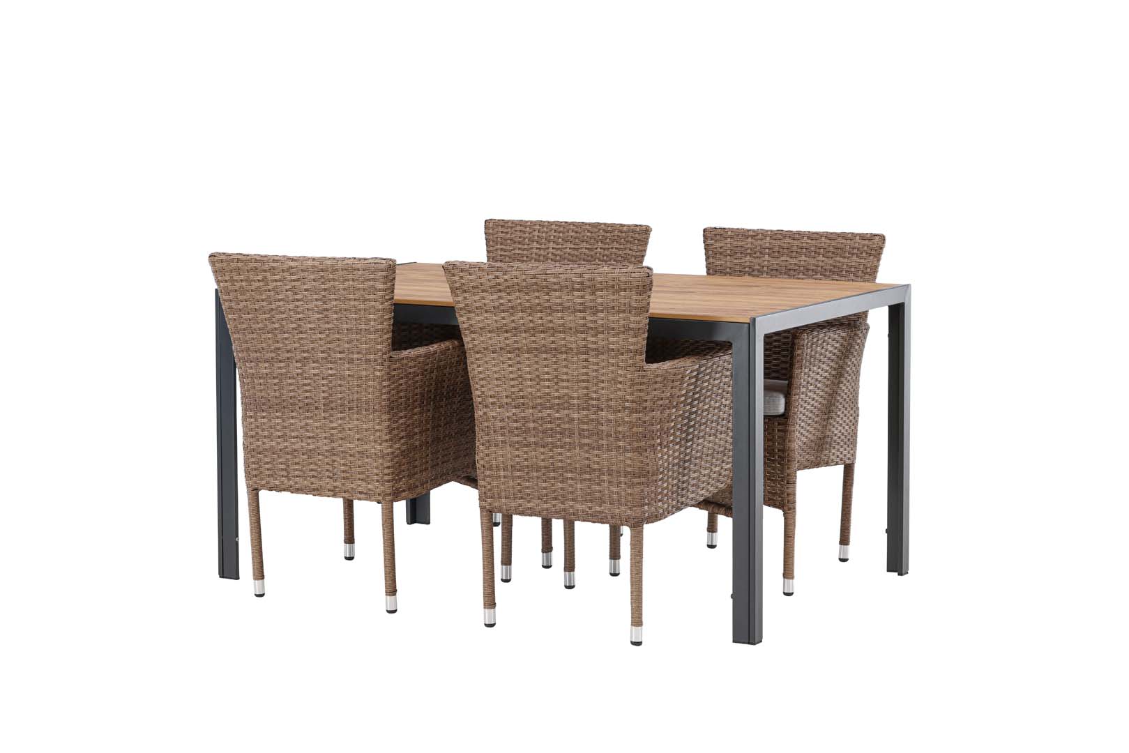 Break havesæt bord 90x150cm natur, 4 stole Malina natur