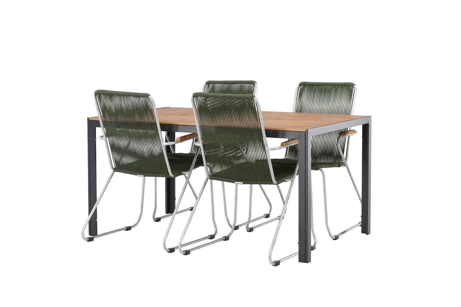 Break havesæt bord 90x150cm natur, 4 stole Bois grøn