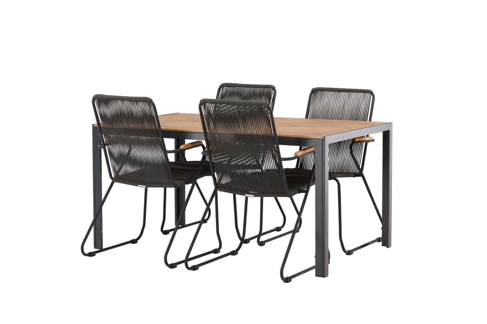 Break havesæt bord 90x150cm natur, 4 stole Bois sort