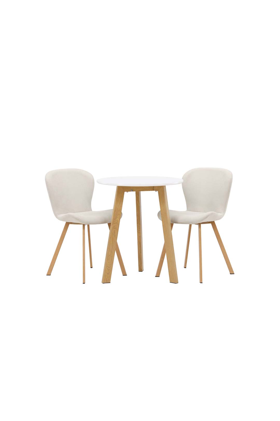 Leonora spisebordssæt bord hvid og 2 Lilja stole beige
