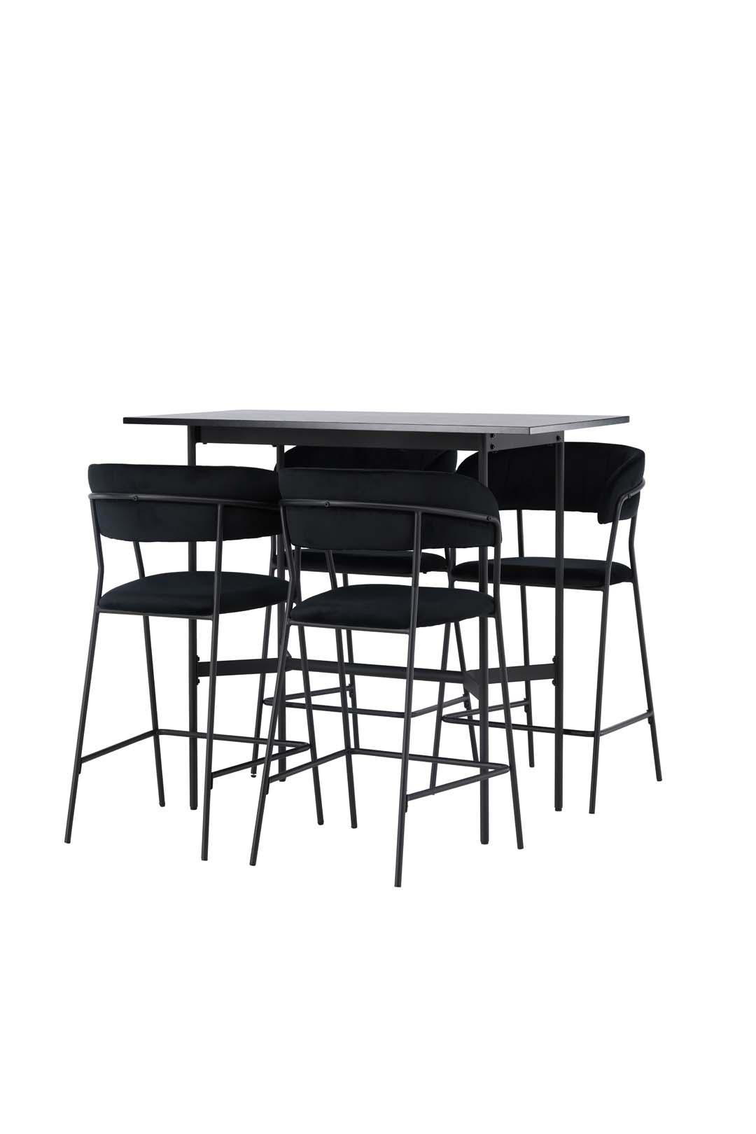 Rax barmøbelsæt barbord sort og 4 Lui barstole sort