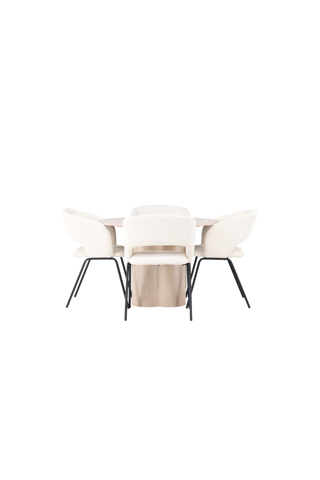 Olivia spisebordssæt bord whitewash og 4 Day stole offwhite