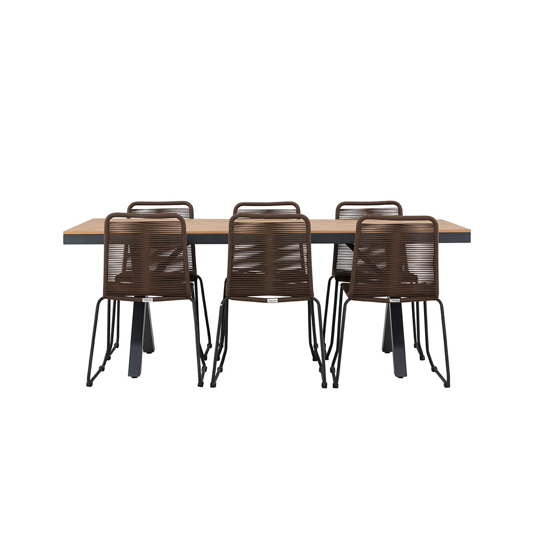 GarciaLindos havesæt 1 spisebord, 6 stole sort